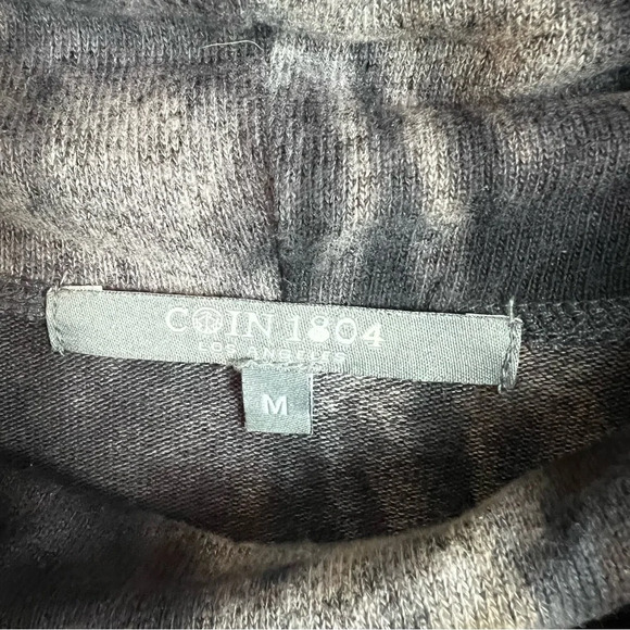 Coin 1804 Marble Tie Dye Cowl Neck Sweater Jersey Knit Medium Black Tan Top M - Picture 5 of 10